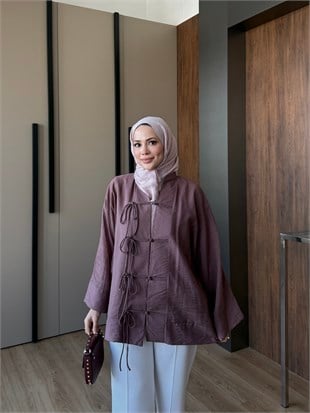 Kruvaze Bağlamalı Tunik Gül Kurusu