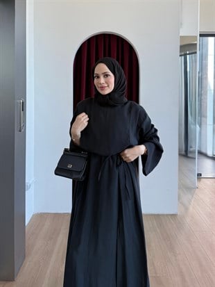 Kuşaklı Abiye Pantolon Takım Siyah
