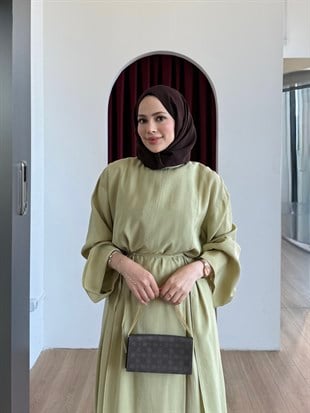 Kuşaklı Abiye Pantolon Takım Yeşil