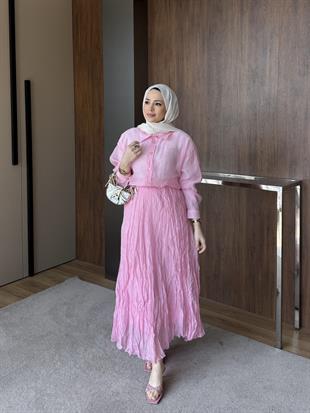 Modal Etekli Takım Pembe