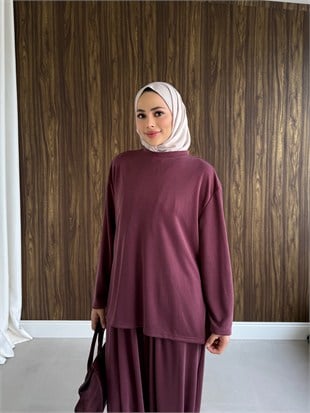 Paçası Lastikli Rahat Takım Bordo