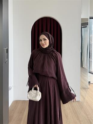 Salaş Kol Etekli Takım Bordo