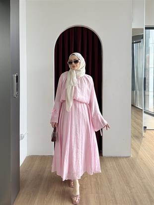 Salaş Kol Etekli Takım Pembe