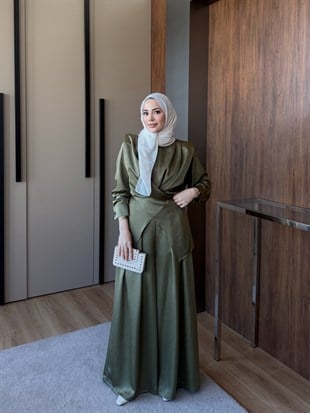 Saten pantolon Takım Yeşil 