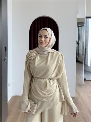 Seyyar Gül Şifon Takım Sarı