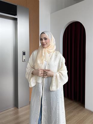 Taşlı Abaya Sarı