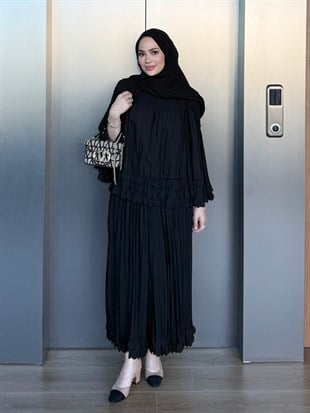 Taşlı Pantalon Özel Takım Siyah