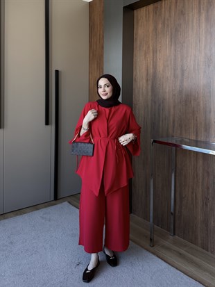 Üçlü Kimono Takım Kırmızı