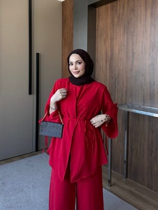 Üçlü Kimono Takım Kırmızı