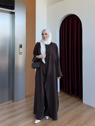 Üçlü Krep Abaya Kahverengi (ÖN SİPARİŞ)