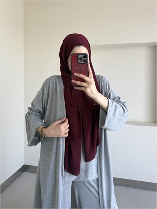 Uzun Kimono Detaylı Üçlü Takım Antrasit