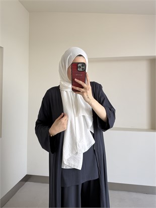 Uzun Kimono Detaylı Üçlü Takım Lacivert