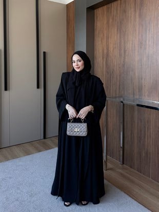 Vatkalı Abaya Takım Siyah