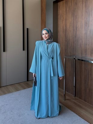 Vatkalı Abaya Takım Turkuaz