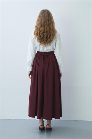 Volanlı Premium Etek Bordo