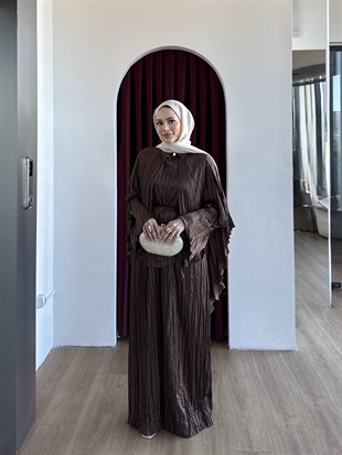 Yarasa Kol Pantolon Takım Kahverengi