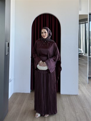 Yarasa Kol Pantolon Takım Mürdüm