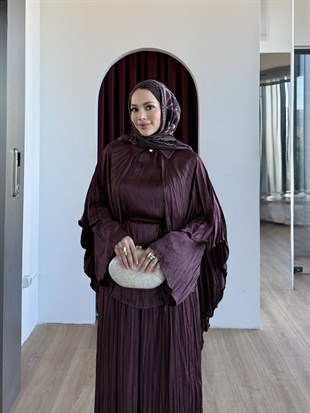 Yarasa Kol Pantolon Takım Mürdüm