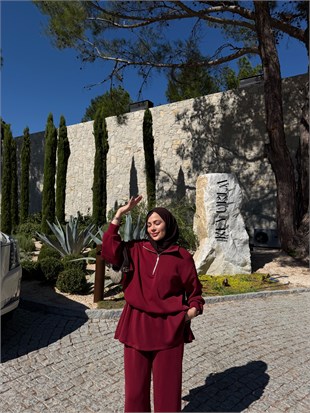 Yarım Fermuarlı Dik Yaka İkili Takım Bordo