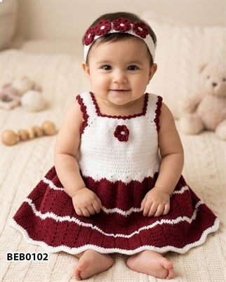 Askılı örgü bebek elbisesi BY0102-2