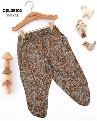 Çocuk Şalvarı 10-11 Yaş Viskon Lastikli Paça  (Cepli) ÇŞL05102-102