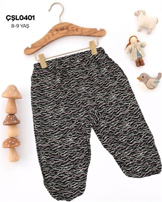 Çocuk Şalvarı 8-9 Yaş Viskon Lastikli Paça  (Cepli) ÇŞL0401-1
