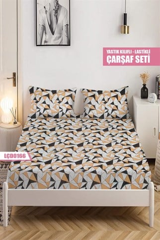 Desenli Çiftkişilik Lastikli Çarşaf Seti (Yastıklı ) 180x200cm LÇD0166-31603