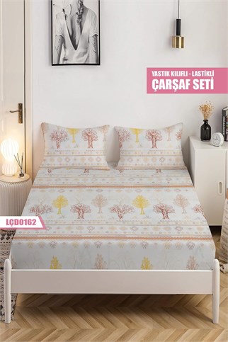 Desenli Çiftkişilik Lastikli Çarşaf Seti (Yastıklı ) 180x200cm LÇD0162-31503