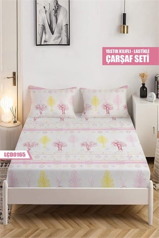 Desenli Çiftkişilik Lastikli Çarşaf Seti (Yastıklı ) 180x200cm LÇD0165-31602