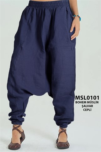 Müslin Kumaş Cepli Şalvar MSL0101-8519
