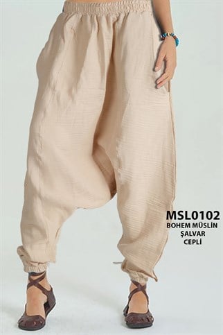 Müslin Kumaş Cepli Şalvar MSL0102-8517