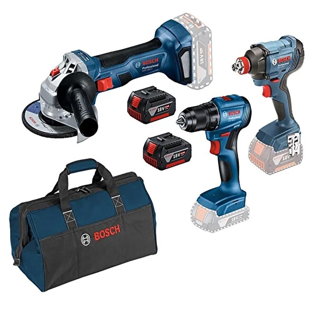Bosch GSR 185 - GDX 180 - GWS 180 2x4Ah Akülü Çantalı Vidalama ve Taşlama Seti