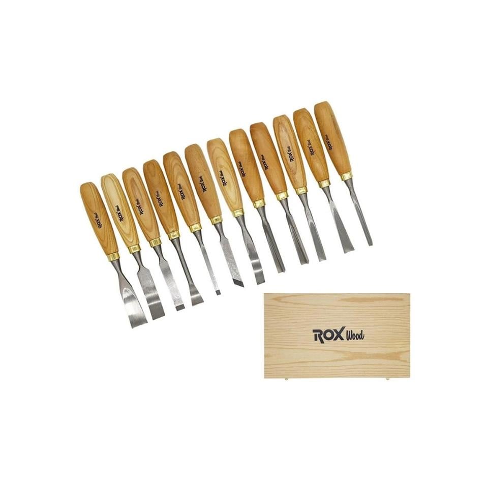ROX Wood 9097 Ahşap Oyma Iskarpela Seti 12 Parça Ahşap Kutulu 15399097