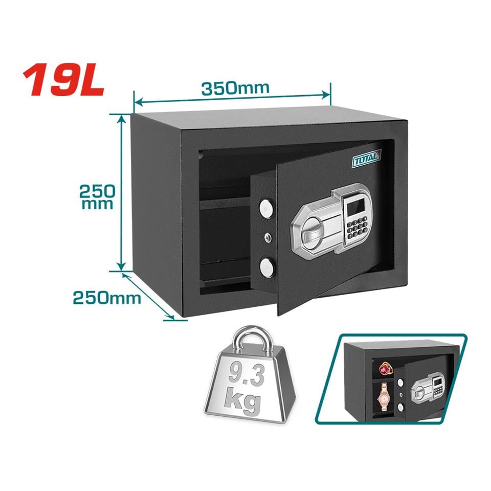 TOTAL Elektronik Şifreli Para Kasası 19L - TESF2501