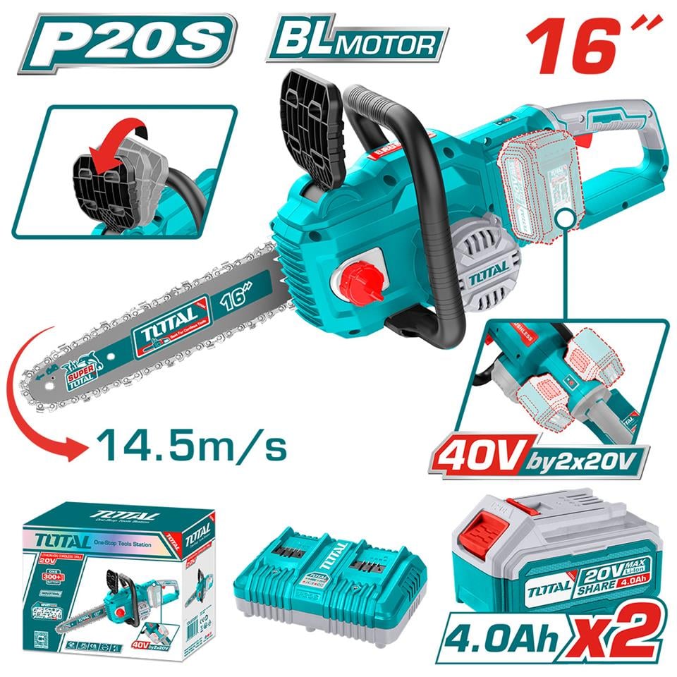 TOTAL Li-Ion Akülü 40V Zincirli Testere - TGSLI401682