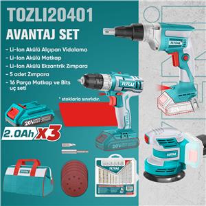TOTAL Avantaj Set - Alçıpan Vidalama, Matkap, Zımpara - TOZLI20401