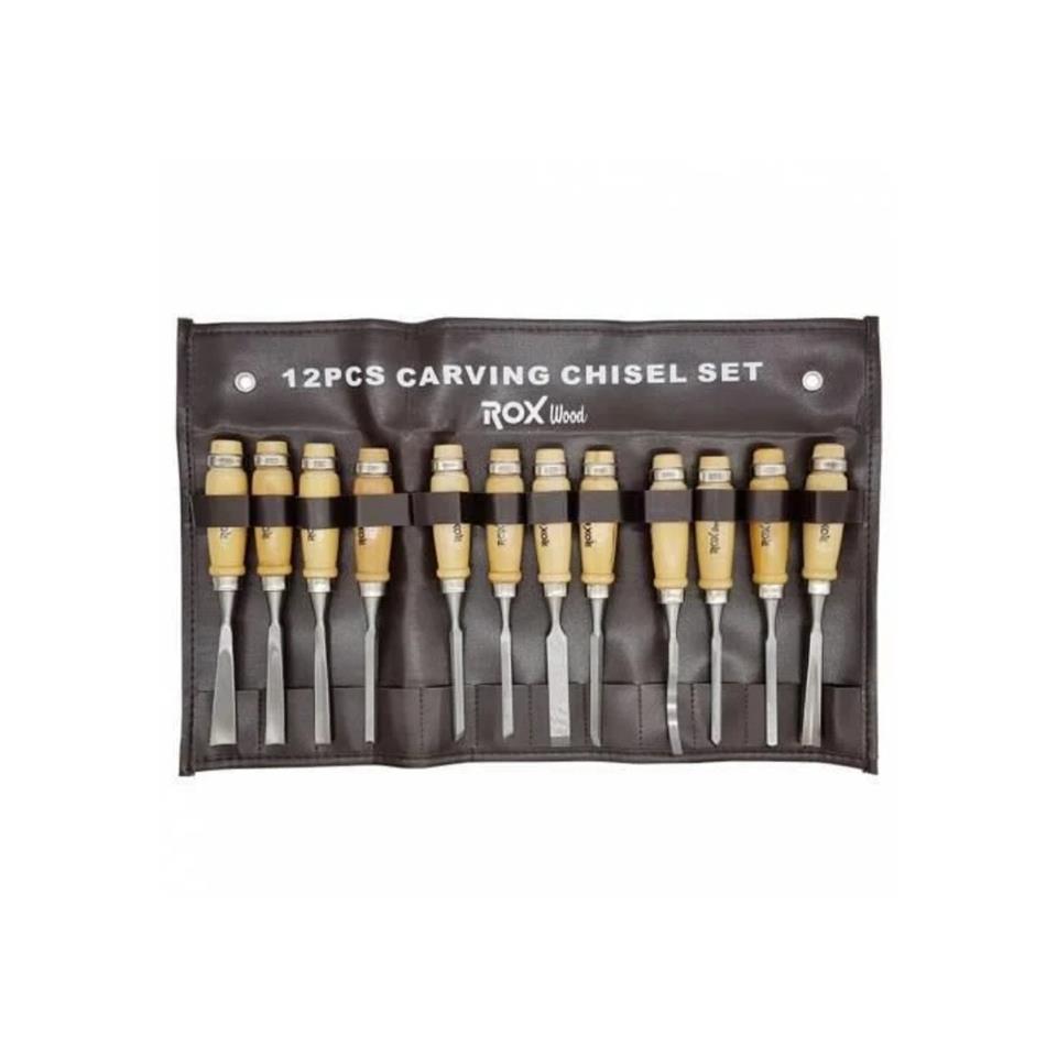 Rox Wood Ahşap Oyma Iskarpela Seti 12 Parça Metal Yüzüklü Saplı Tokmak Tip 15399084