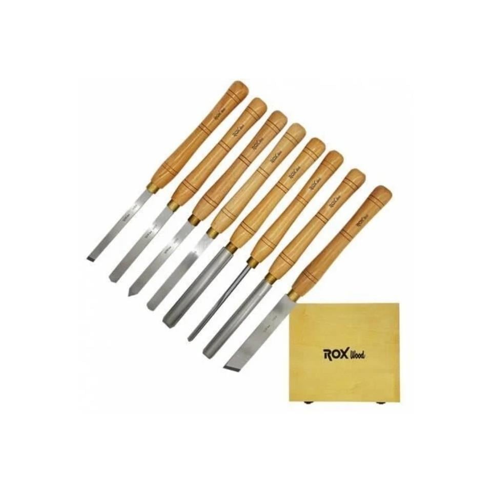 ROX Wood HSS Ahşap Torna Bıçak Seti 8 Parça Ahşap Kutulu 15399105