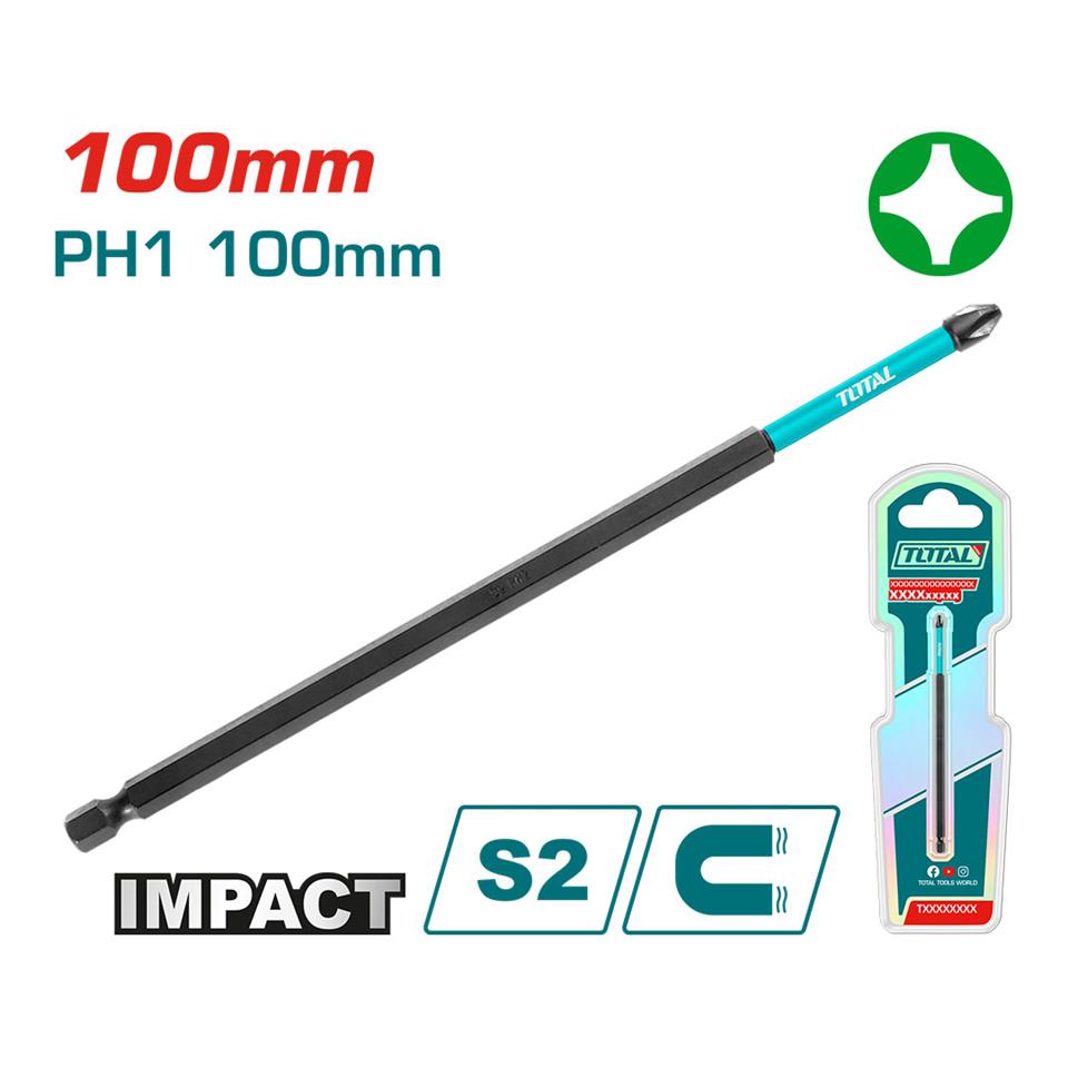 TOTAL Darbeli 100mm PH1 Bits Ucu Kartelalı - TACIM71PH1100