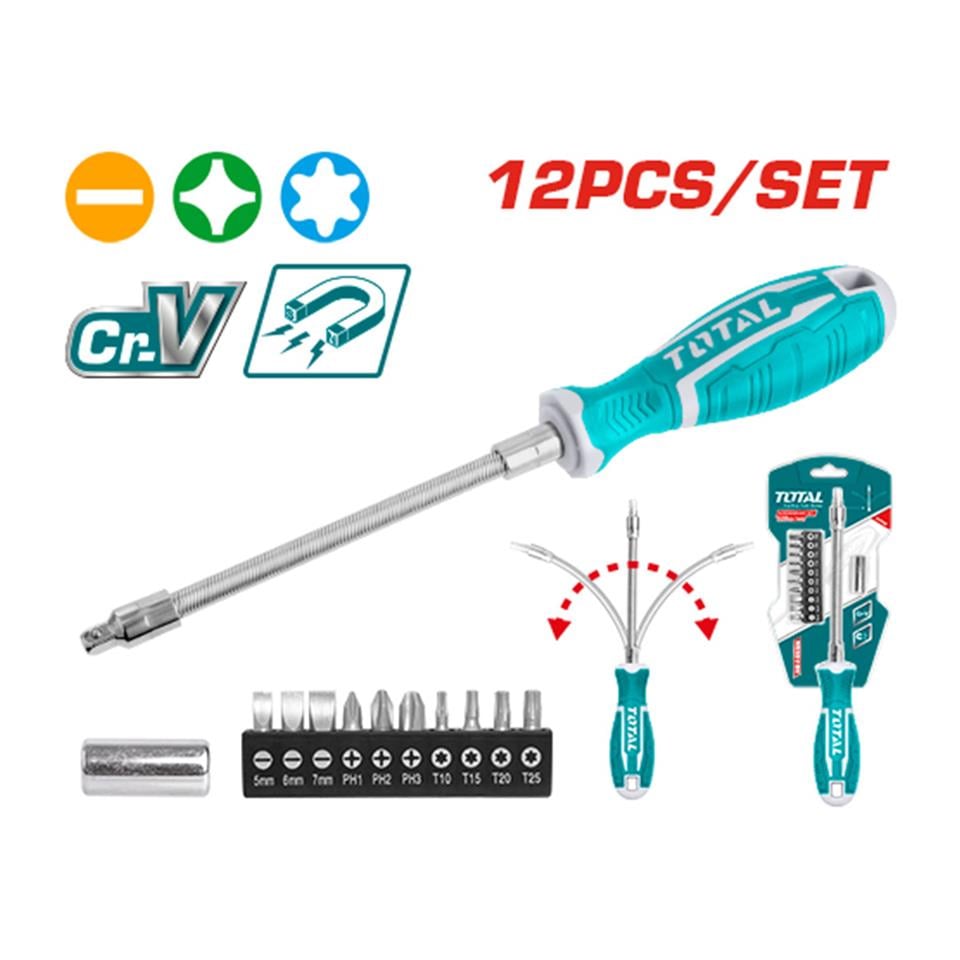 TOTAL Esnek Yapili Tornavida Seti 12 Parça - THT250FL1206