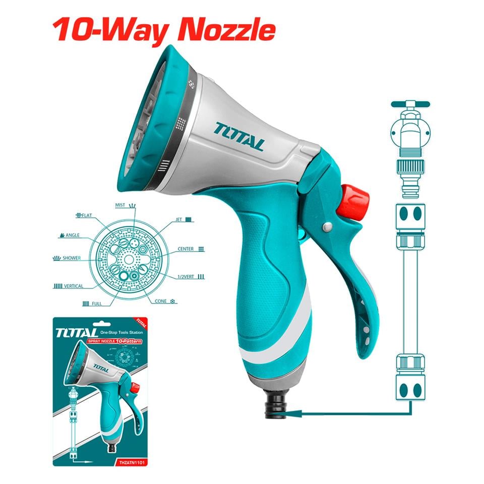 TOTAL Metal Sulama Tabancası (10 Fonksiyonlu) - THZATN1101
