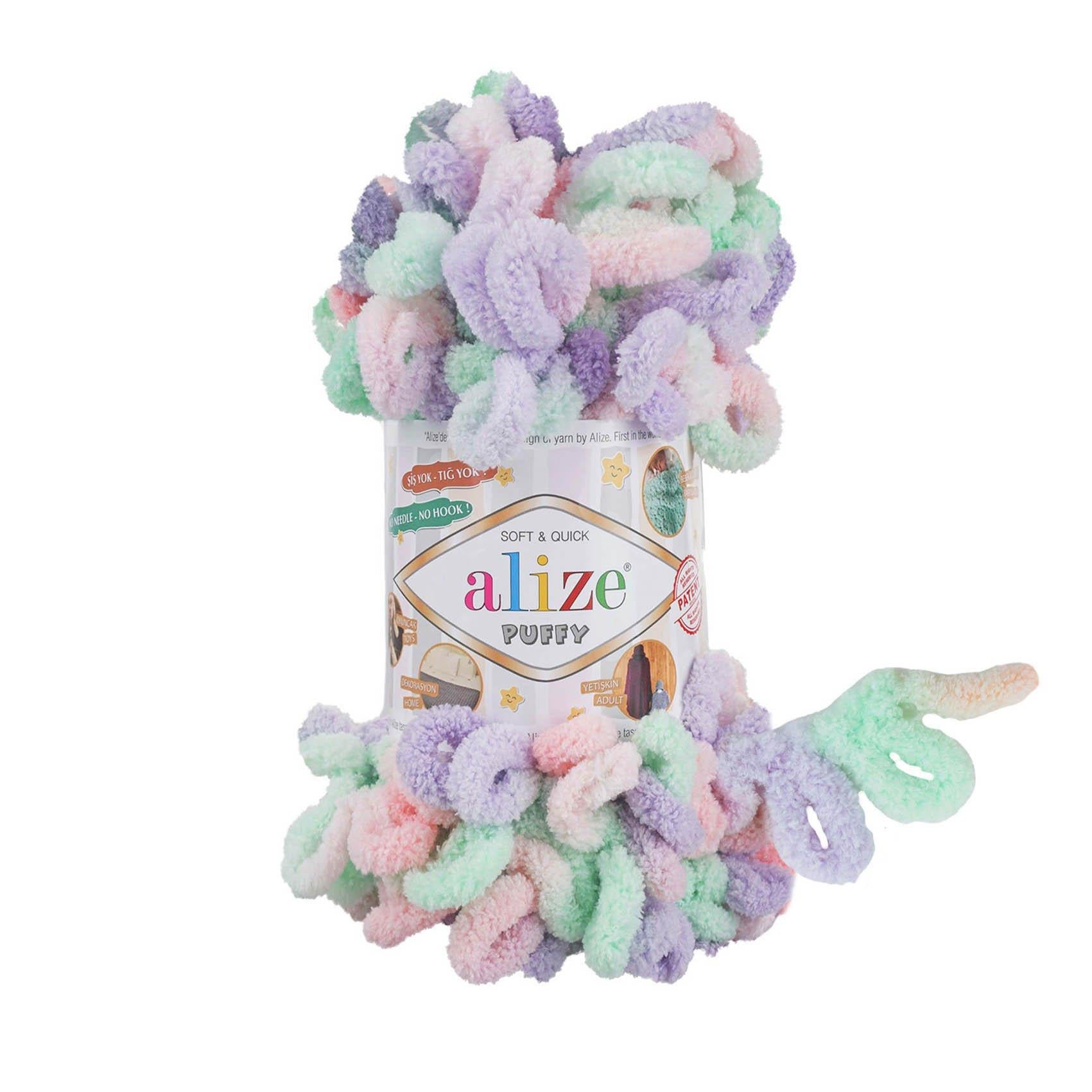 Alize Puffy Color Loop Yarn 100g 5938 – Soft Loop Yarn for Hand Knitting Blankets, Scarves & Baby Projects
