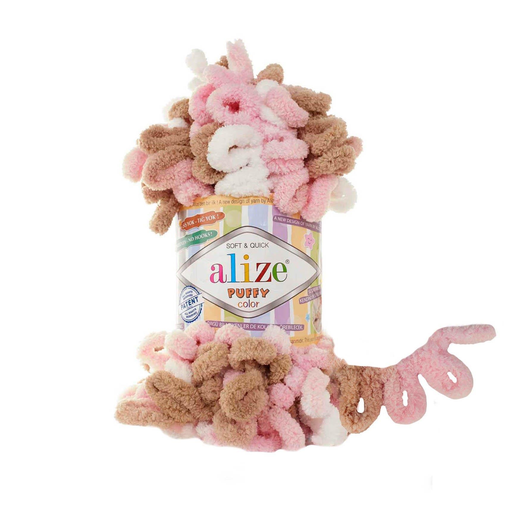 Alize Puffy Color Loop Yarn 100g 6046 – Soft Loop Yarn for Hand Knitting Blankets, Scarves & Baby Projects