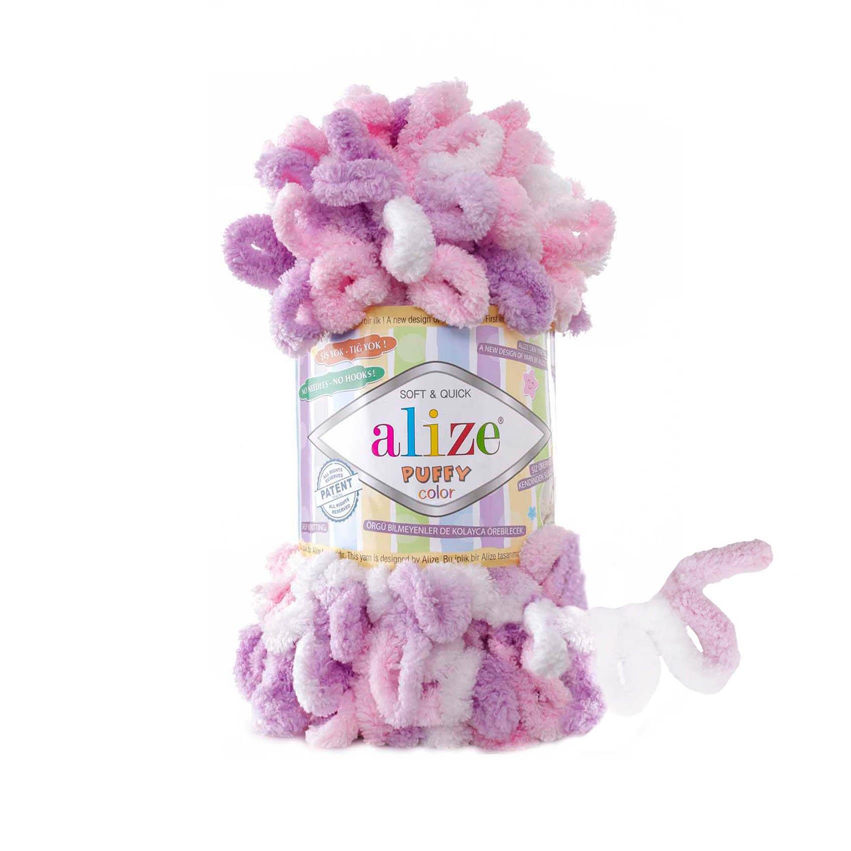 Alize Puffy Color Loop Yarn 100g 6051 – Soft Loop Yarn for Hand Knitting Blankets, Scarves & Baby Projects