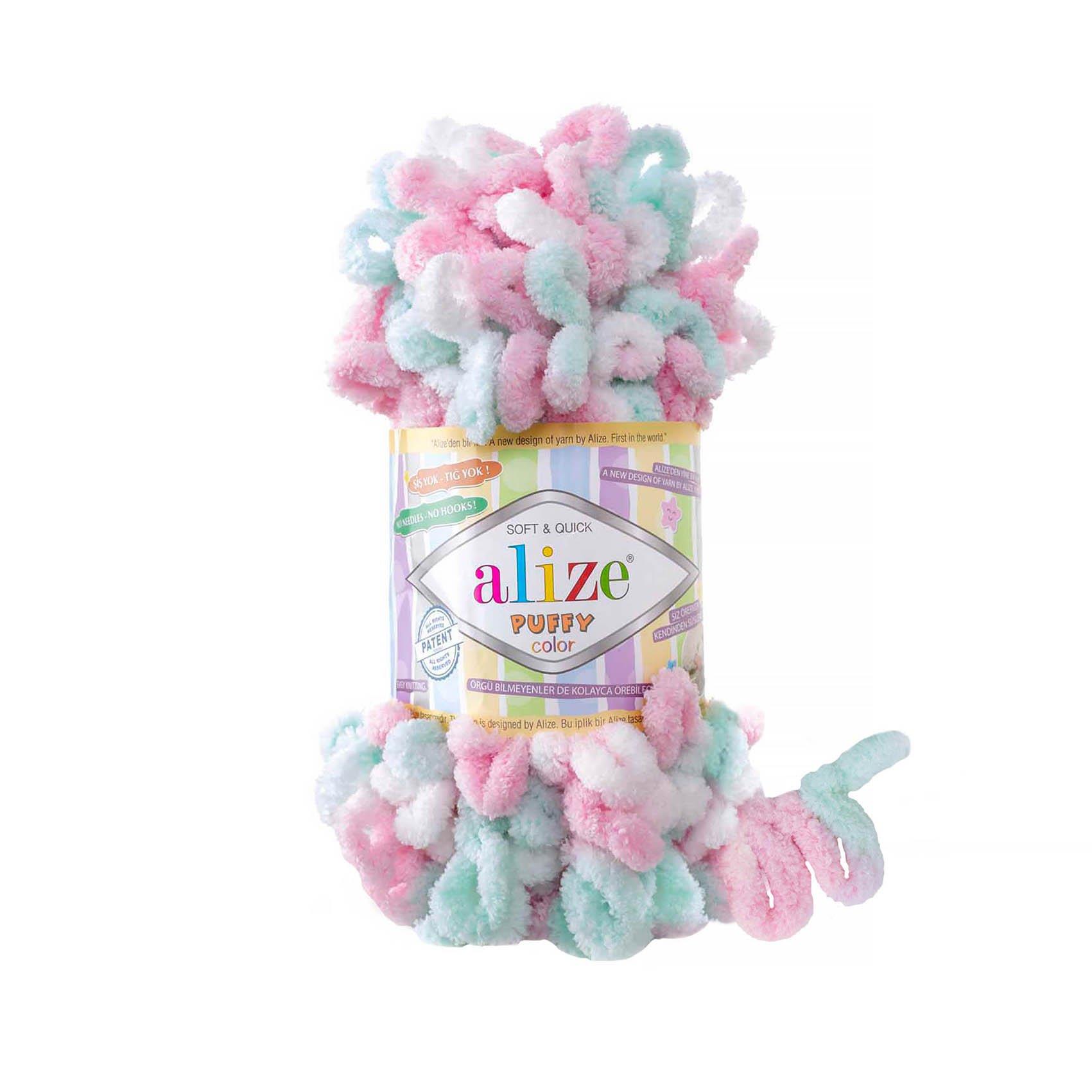 Alize Puffy Color Loop Yarn 100g 6052 – Soft Loop Yarn for Hand Knitting Blankets, Scarves & Baby Projects