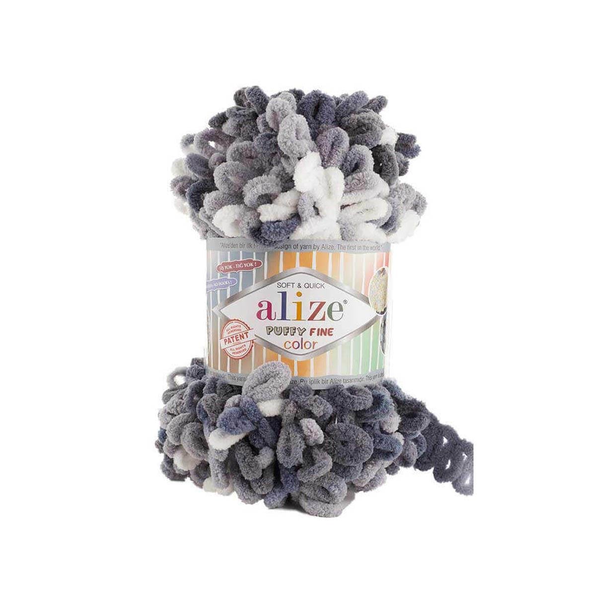Alize Puffy Fine Color Yarn 100g 5925 – Soft Color Loop Yarn for Baby Blankets, Cushion Covers & Hand Knitting Projects