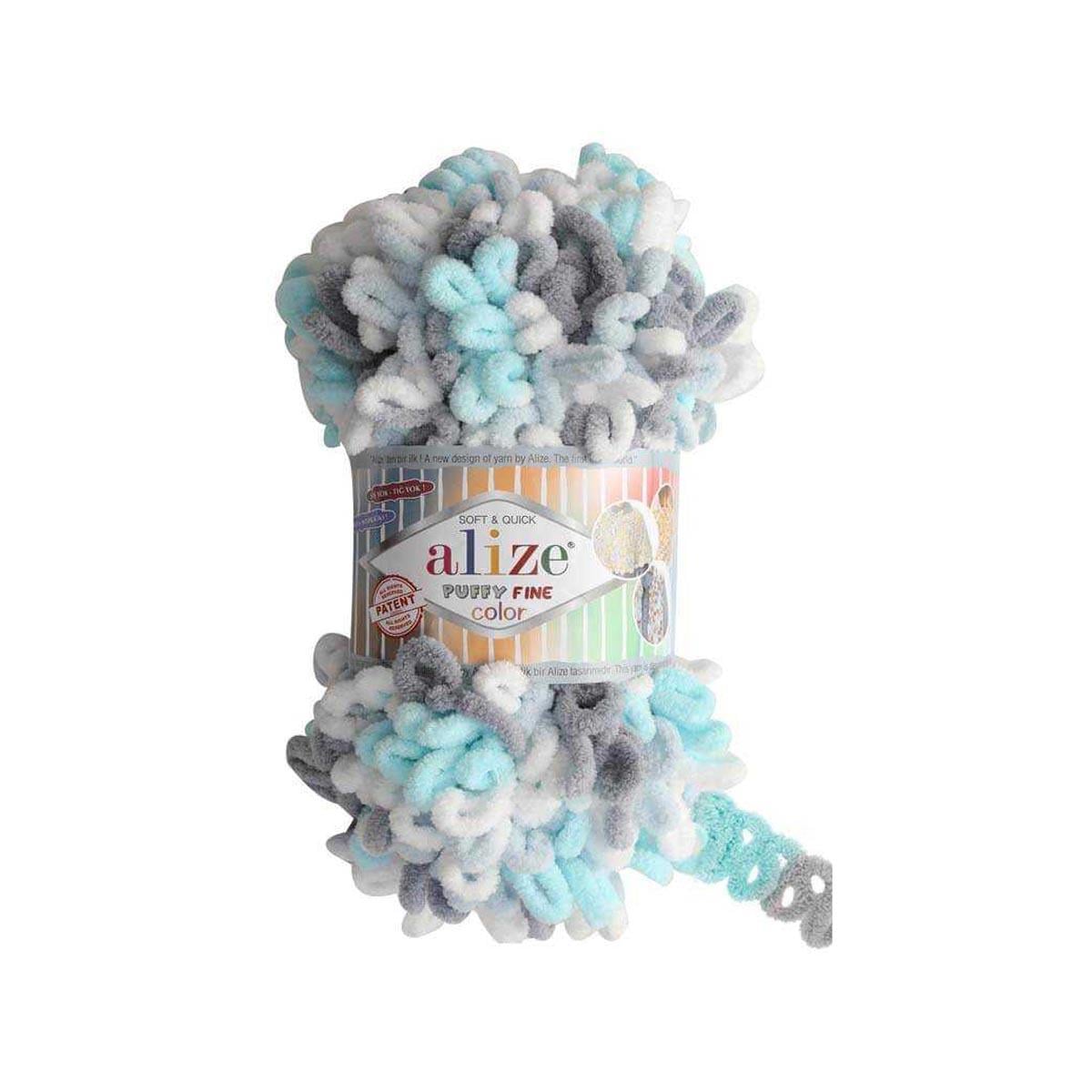 Alize Puffy Fine Color Yarn 100g 5939 – Soft Color Loop Yarn for Baby Blankets, Cushion Covers & Hand Knitting Projects