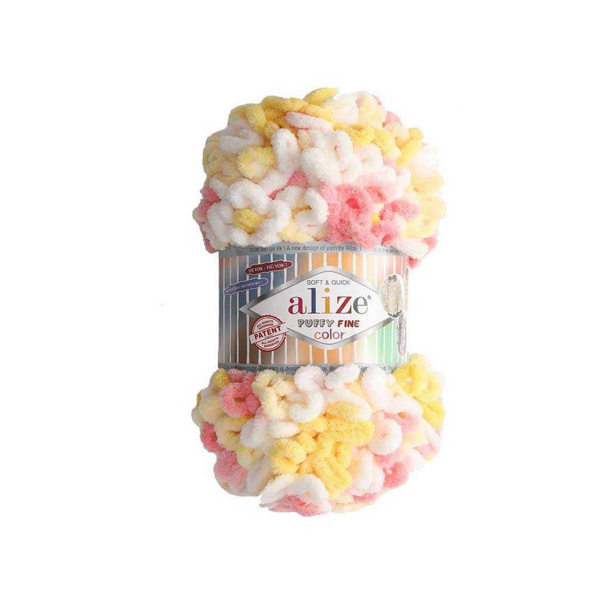 Alize Puffy Fine Color Yarn 100g 5942 – Soft Color Loop Yarn for Baby Blankets, Cushion Covers & Hand Knitting Projects