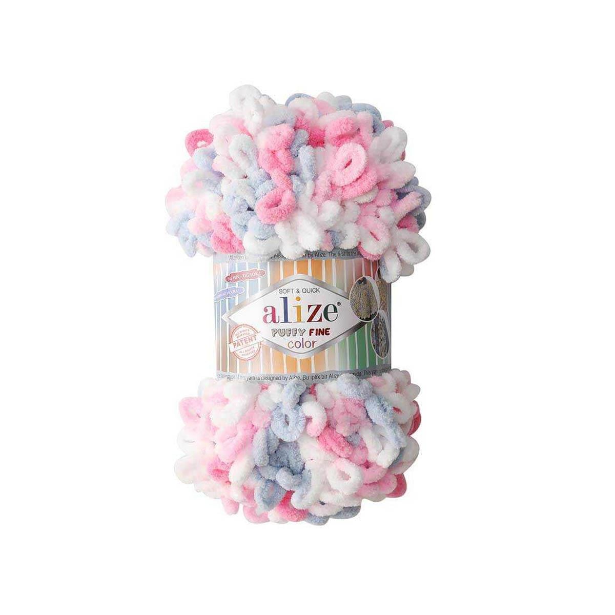 Alize Puffy Fine Color Yarn 100g 5945 – Soft Color Loop Yarn for Baby Blankets, Cushion Covers & Hand Knitting Projects