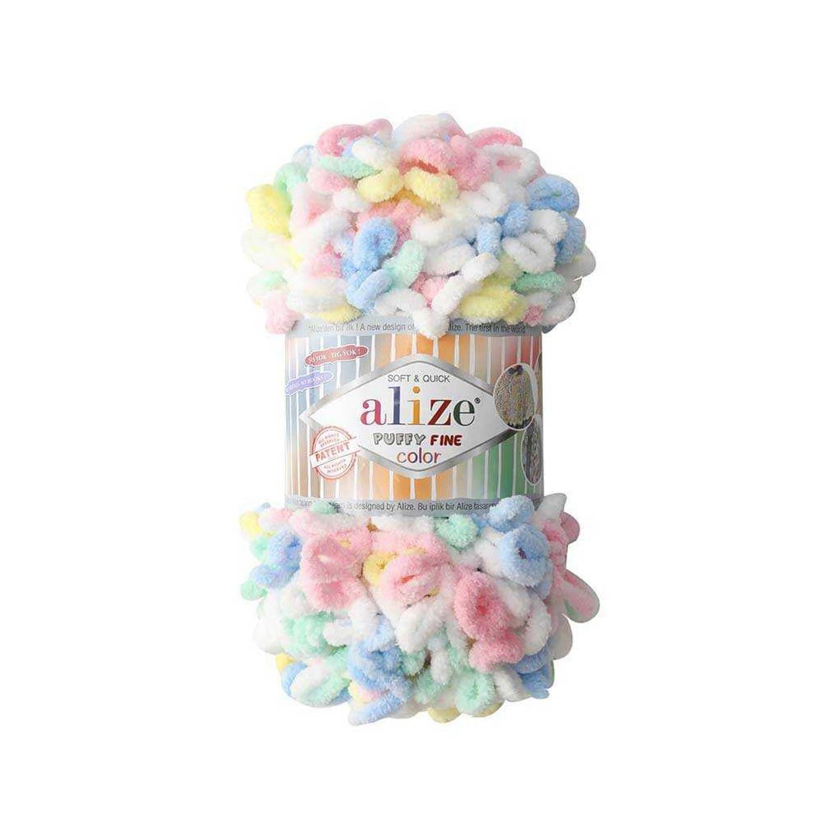 Alize Puffy Fine Color Yarn 100g 5949 – Soft Color Loop Yarn for Baby Blankets, Cushion Covers & Hand Knitting Projects